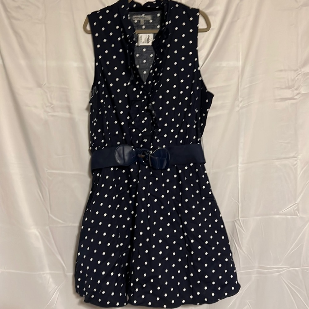 NWT Bailey Blue Polka Dots Navy Blue Fit and Flare Retro Dress Size 3X